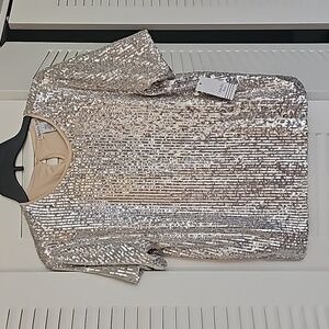 Ophelia Roe Silver Sequin Shirt